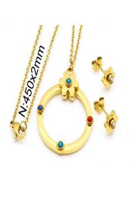 Stainless steel Earrings necklace bears jewelry set Collar Pendientes de oso Conjunto de joyas3489680