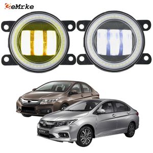 Eemrke LED sis farları montajı 30W/ 40W Honda City için GM6 Ballade Grace 2014-2020 ile açık lens melek gözleri ile Drl Araba Gündüz Çalışma Işığı 12V Sis Lambası