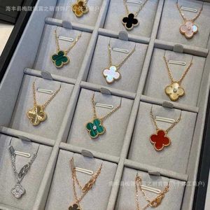 Van Cl ap Classic High Version Fanjia Clover Five Flower Necklace For Women 18K Rose Gold Agate Fritillaria clavicle chain