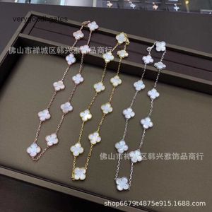 van cl ap Classic Four Leaf Grass Ten Flower Necklace v Gold Natural Fritillaria Red Chalcedony Laser雌18kフルダイヤモンドイヤリングブレスレットP32Y