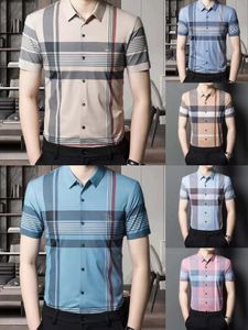 Marka Erkek Tasarımcı Klasik Üst düzey Ekose Nakış Erkekler İş Gündelik T-Shirt Kadın Moda Trendi Hızlı Kurutma Ekose Çizgili T-Shirt Gömlek
