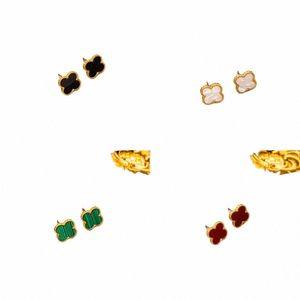 Gold Plated Designer Stud Earring 4/Four Leaf Clover Jewelry Fi Charm Women Studs Wedding Present Högkvalitativ Q3SD#