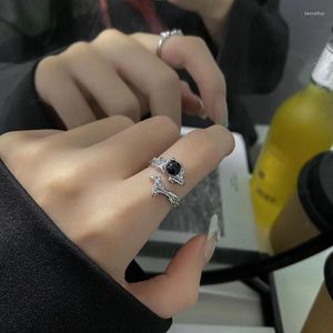 Cluster Rings Simple Ladies Adjustable Open Women Ring Joint Wedding Initial Fashion Jewellery Couples Trendy Metal Silver Color Bague