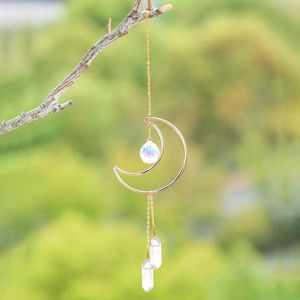 Decorazioni da giardino Moon Suncatcher Crystal Crystal Crystal Prism Prism Clear Quartz Reiki Healing Crystal Sun Catning Ornament Home and Garden Decor