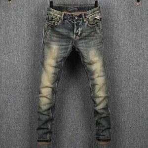 Мужские джинсы 2023 Весна/лето Новый классический ретро -эластик для мужского случайного комфорта Большой размер высококачественных брюк Q240427