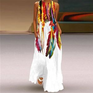 Bohemian maksi elbiseler Cepli kadınlar için gevşek yaz kıyafetleri baskılı anklelength aline elbise 240426