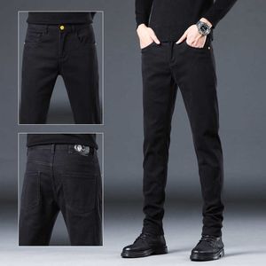 Black Pure Mens Jeans Spring/summer Slim Fit Small Feet Pants Trendy Brand Long Casual