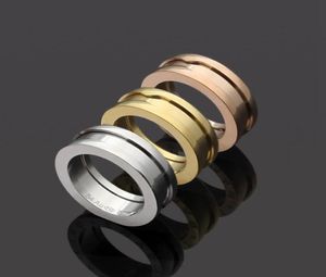 Europe America Fashion Style Lady Women Titanium Steel Engraved B Initialer Groove Gear Rings US6US9 3 Color9722880