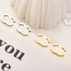 Luxus Frauen 18K Gold plattiert Designer Brief Ohrringe Marke Designer Marke Edelstahl Einfacher Brief Ohrringe Hochzeitsfeier Schmuck