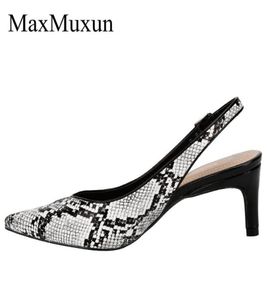 MaxMuxun Women Classic Slingback Heels Dress Pump Snake Prints Brown Black Grace Enging Pumps Shoes Y2003266593295