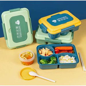 Bento Boxes 4/5Grids Lunch Box For Kids Bento Box med pinnar och sked Microwae Heating Food Container Storage Box Picnic Fresh Box