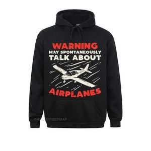 Men's Hoodies Sweatshirts Warning Talk About Airplanes Funny Pilot Aviation Lover Hoodie Holiday Hoodies Men Sweatshirts Customized Clothes New Design T240428