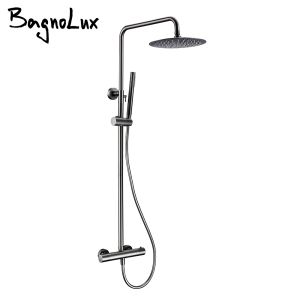 Set Thermostat Shower Set Mixer Tap Vae Bathroom Thermostatic Faucet Wall Mount Arm Diverter with Handheld Spray & Rain Head