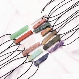 Pendant Necklaces Natural Stone Necklace Lapis Lazi Amethyst Pink Crystal Chakra For Women Men Drop Delivery Jewelry Pendants Dhgarden Dhtod