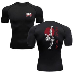 Anime Baki Print Compression Tshirts For Men Gym Workout Fitness Running Summer Short Sleeve Top Tee Quick Dry Athletic T-Shirt 240428