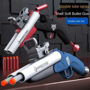 Gun Toys Double-barreled Toy Gun Blaster For Boys Soft Bullet Gun Children Rifle Foam Darts Pistol Kids Adult Outdoor Fun Shooting T240428