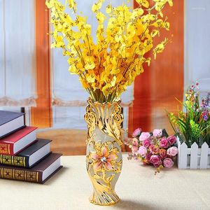 Wazony europejski złoty mrozy porcelanowy wazon vintage zaawansowany ceramiczny kwiat ceramiczny do studiowania korytarza wystroju domu prezenty ślubne