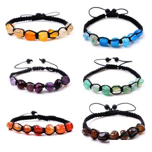 Charm Bracelets Irregar Shape Agate Woven Beads Bracelet Reiki Healing Nce Stretch Yoga Jewelry Drop Delivery Dhgarden Dhkgc