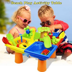 Sand Play Water Fun 25pcs praia brincar de atividade Tabela crianças crianças duráveis ​​areia realista e lençol freático com capa de jogos educacionais brinquedo para externo externo D240429