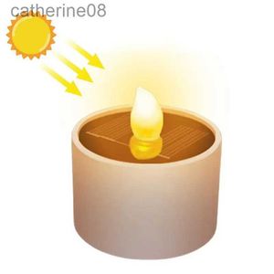 Candele energia solare LED senza infiamobile tè Luce in plastica in plastica Luce Luci da tè elettronico senza infiamobile Lampada per decorazioni da giardino da esterno D240429