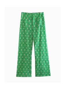 Kumsvag Women Summer Straight Pants Fashion Print Buttons Pockets Female Elegant Street Thin Pant Trousers Clothing 240423