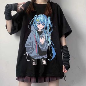 T-shirty japońska koszulka anime Y2K Harajuku Aesthetics Kawaii Cute Girl Anime Graphic T-shirt z krótkim rękawem Summ