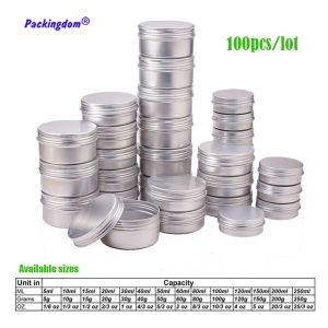 Candles 100pcs Aluminum Tin Jars Metal Container 5g 15g 40g 60g 80g 150g Cosmetic Face Eye Cream Packing Empty Can Lip Balm Candle Jar