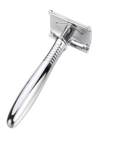 Men Shaving Double Edge Safety Razor Classic Shaver Zinc Alloy Silver Long Handle Razors Manual Manual Razor Set4888706