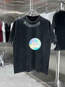 Chrommss için Moda Tasarımcı T Shirt Doğru Yüksek Versiyonu Croix Yeni Snowflake eski kişiselleştirilmiş Sanskritçe Baskılı Kısa S 1: 1 Marka Logosu -D