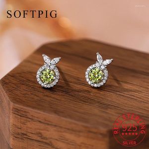 Stud Earrings SOFTPIG Real 925 Sterling Silver Zircon For Women Cute Animal Fine Jewelry Bohemian Accessories In Summer