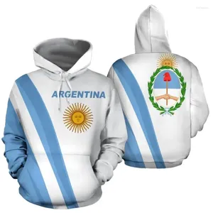 Men's Hoodies Custom Name Argentina Flag 3D Printed Hoodie Casual Retro Sweatshirt National Emblem Zipper Streetwear Men Women