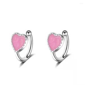 Stud Earrings Wholesale Fashion Childer Pink Green Enamel Cute Heart Clip Earring For Baby Girl Women Beautiful Party Jewelry