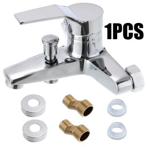 Set Wall montierte Badewanne Wasserhahn Zinklegierung Chrom Badewanne Duschmixer heiß und kaltes Wasser Wasserhähnen Badezimmer Hardware