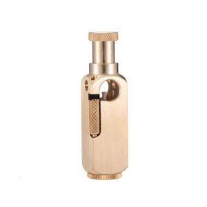 Creative Kerosene Oil Lighter Vintage Copper Refillable Grinding Wheel Lighter For Cigarette