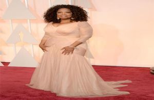 Oprah Winfrey Oscar na czerwonym dywanach Oscar sukienki Szyfonowe suknie wieczorowe długie rękawy Mother of Bride Sukienki Prabia Kobiety Lady Party9994862