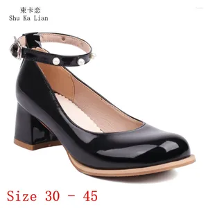 Dress scarpe girl med tacchi alti 5 cm Donne Mary Janes Pumps Woman Party Wedding Small Plus Times 30 - 45