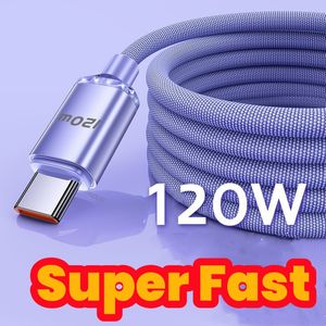 120W 6A SUPER Snabb snabb laddningstyp C -kabel 1M 1,5 M 2M USB C -kablar för Samsung Galaxy S20 S23 S24 Utral Note 20 Xiaomi Huawei HTC Android Telefon 15/15Pro