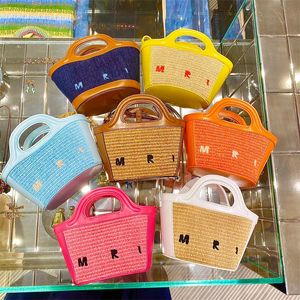 Designer Rafia Luxury Straw Womens Fashion Bag Travel Shoulder Crochet Bag Weaving Tropical Mini Handbag Crossbody Handbag
