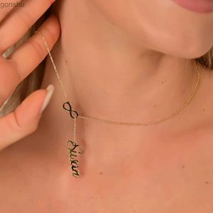 Pendant Necklaces Customized Infinite Name Necklace Womens Fashion Jewelry Stainless Steel Gold Name Pendant Necklace Best Friend GiftWX