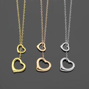 Damen Single Peach Heart Halsketten Designer Schmuck Halsketten für Gold/Silber/Rose mit vollen Markenpaket als Hochzeits Weihnachtsgeschenk