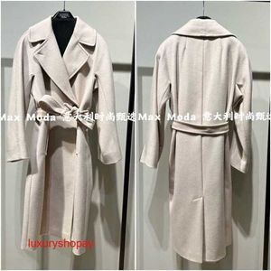 Maxmaras Women Cashmere Coat National White 3638 Authentic Autumnwinter Water Wave Wool Resina Rjld