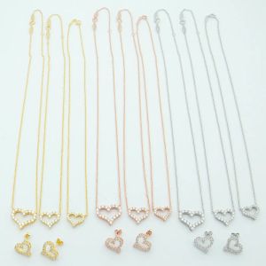 Kvinnors ihåliga hjärta av diamanter full borrhalsband designer smycken halsband Sier rose full märke som bröllop julklapp