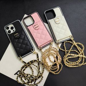 iPhone 15 Pro Max Case 14 Pro Max 13 Pro 12 11 XS Max XR 8P 15 Plus Case 홀더 가죽 퀼트 크로스 바디 케이스 체인 스트랩