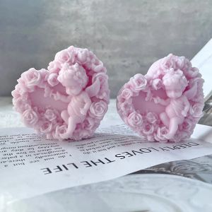 Candles Diy Love Angel Aromatherapy Candle Silicone Mold Creative Heart Angel Gypsum Drop Glue Ornament Mold