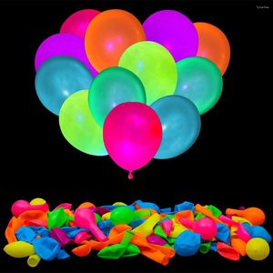 Parti Dekorasyonu 12 PCS Neon Glow Balonlar Dark Baloon Balonda Yeniden Kullanılabilir 6 Renk Floresan Doğum Günü Dekoru Çocuklar