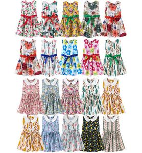 18 estilos de verão vestido de garotinha floral vestidos de arco de verão vestidos de praia mangas vestidos pirnt aline roupas para criançasr4122725