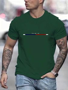 Camisetas masculinas masculas 100 algodão paris short slve t-shirt top shot solto tshirt y240429