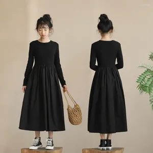 Vestidos de menina meninas adolescentes roupas de manga cheia outono 2024 Inverno preto estilo formal