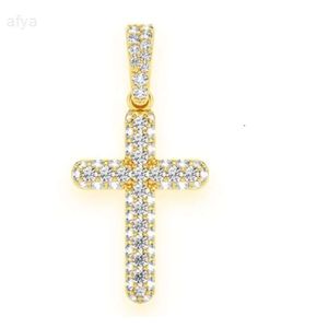 Partihandel Hip Hop Jewelry Custom Lab Grown Diamond Cross Pendant 14KT Gold Necklace Populära modesrappare