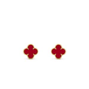 FashionForward örhängen för olika inställningar Gyllene örhängen med 18K Rose Gold Red Agate White med Common Cleefly